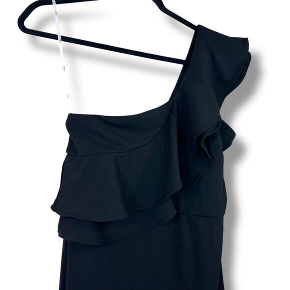 Lulus NWT Grand Beauty Black Ruffled One-Shoulder Mermaid Maxi Dress Large - Picture 6 of 11